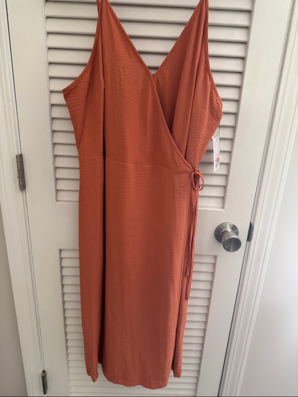 Nine West Rust Orange Wrap Midi Dress